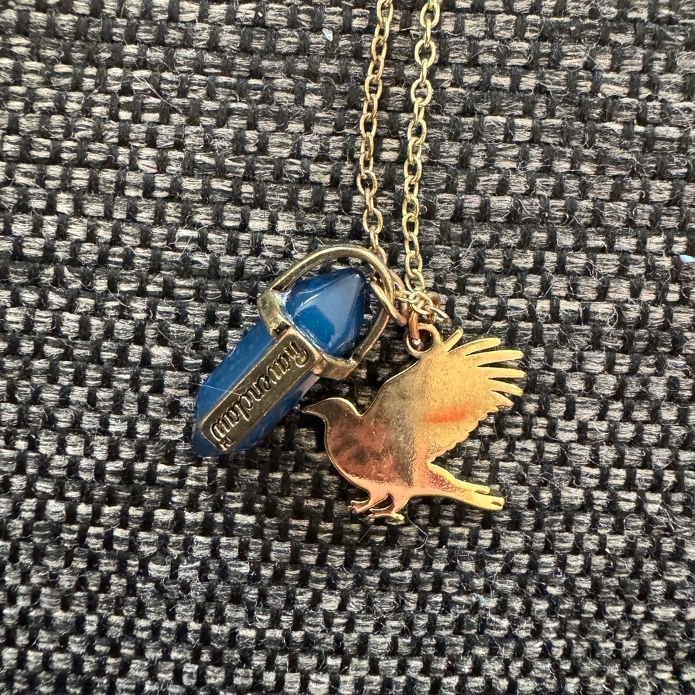 Harry Potter Ravenclaw Blue Crystal Pendant Necklace with Bird Charm